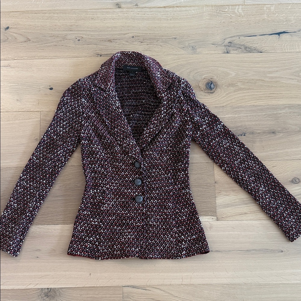 St. John Burgundy Tweed Blazer